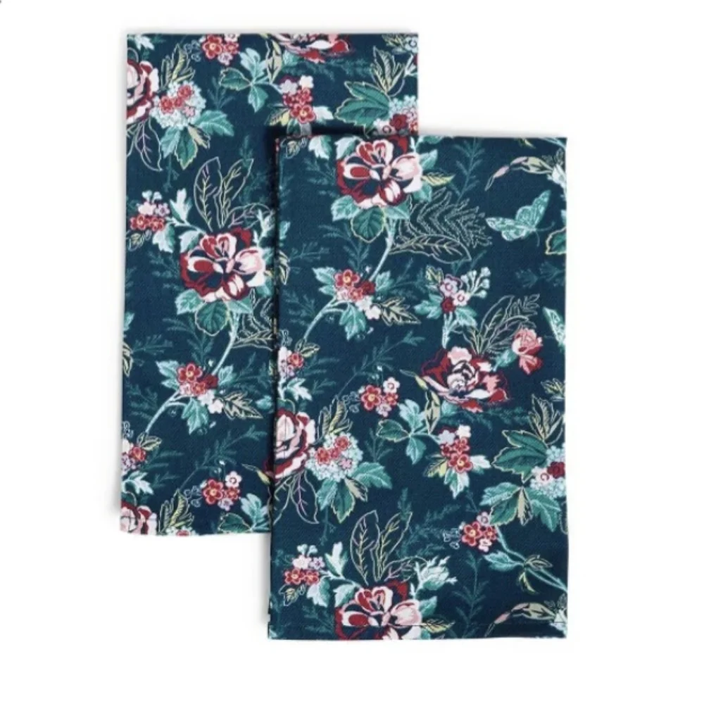 VERA BRADLEY ROSE TOILE DISH TOWEL SET (2) BNWT RETIRED 2022 1 SET LEFT